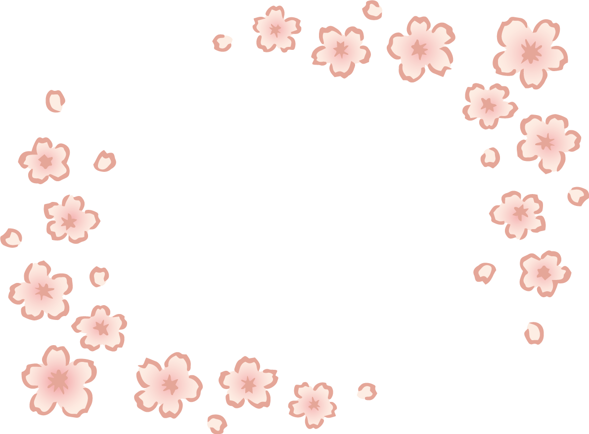 ペン画タッチの細かいかわいい桜の花と花びらの角フレーム枠イラスト無料 フリー87149に写真・文字を入れる