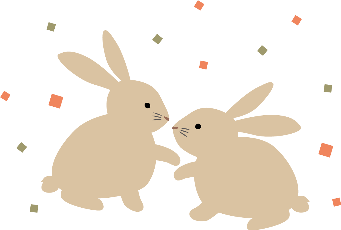 紙吹雪と2羽のうさぎ ビジネス2023 卯年イラスト無料 フリー87165に写真・文字を入れる