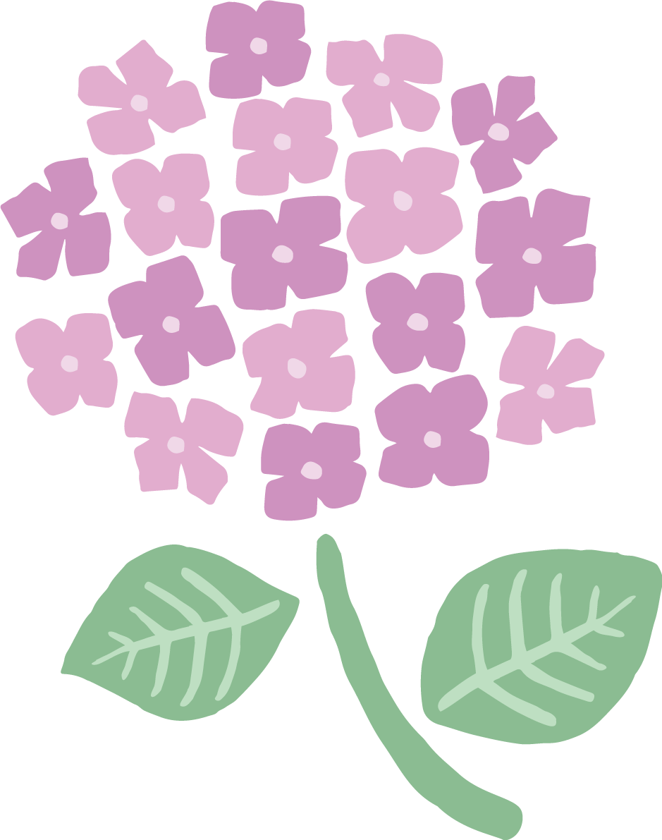 かわいいパステルカラー(ピンク)の紫陽花(アジサイ)イラスト(梅雨)無料 フリー87180に写真・文字を入れる