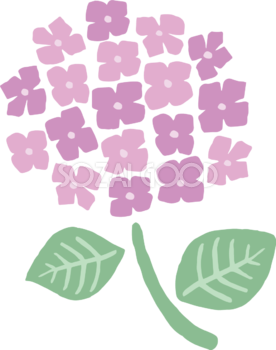 かわいいパステルカラー(ピンク)の紫陽花(アジサイ)イラスト(梅雨)無料 フリー87180