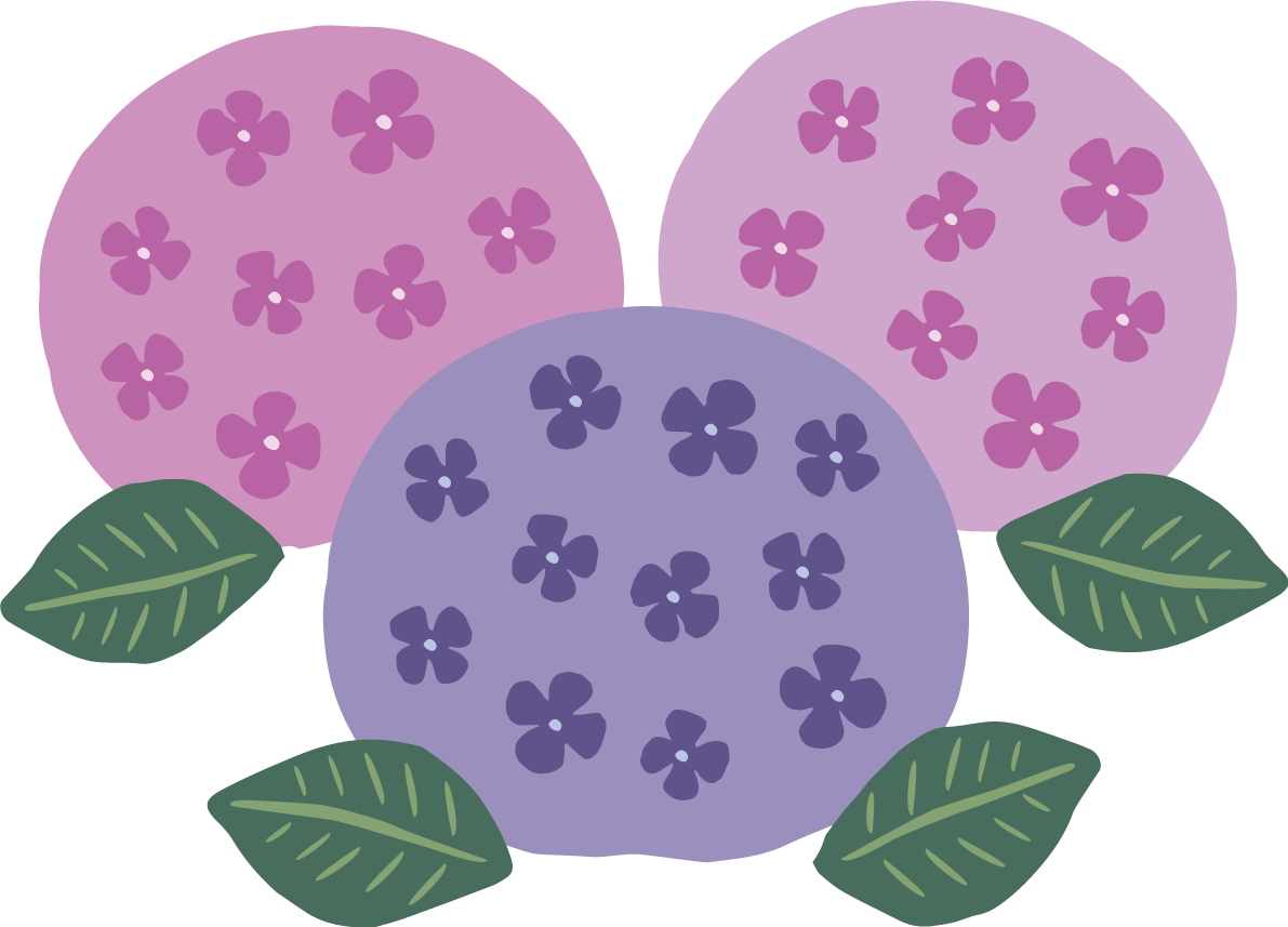 レトロなタッチ(紫 ピンク)の紫陽花(アジサイ)イラスト(梅雨)無料 フリー87191に写真・文字を入れる