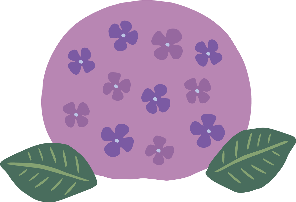 レトロなタッチ(紫)の紫陽花(アジサイ)イラスト(梅雨)無料 フリー87192に写真・文字を入れる