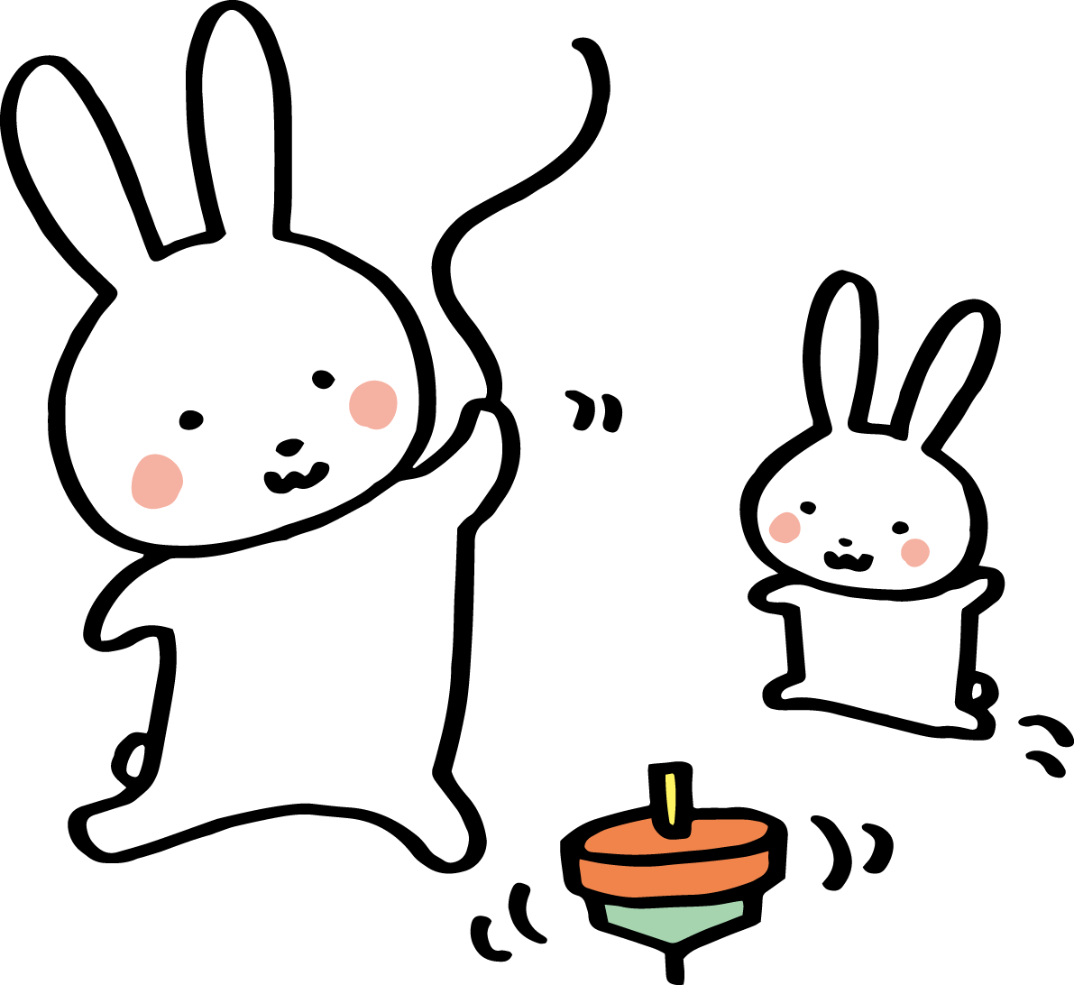 駒で遊ぶ親子のうさぎ かわいい2023 卯年イラスト無料 フリー87215に写真・文字を入れる