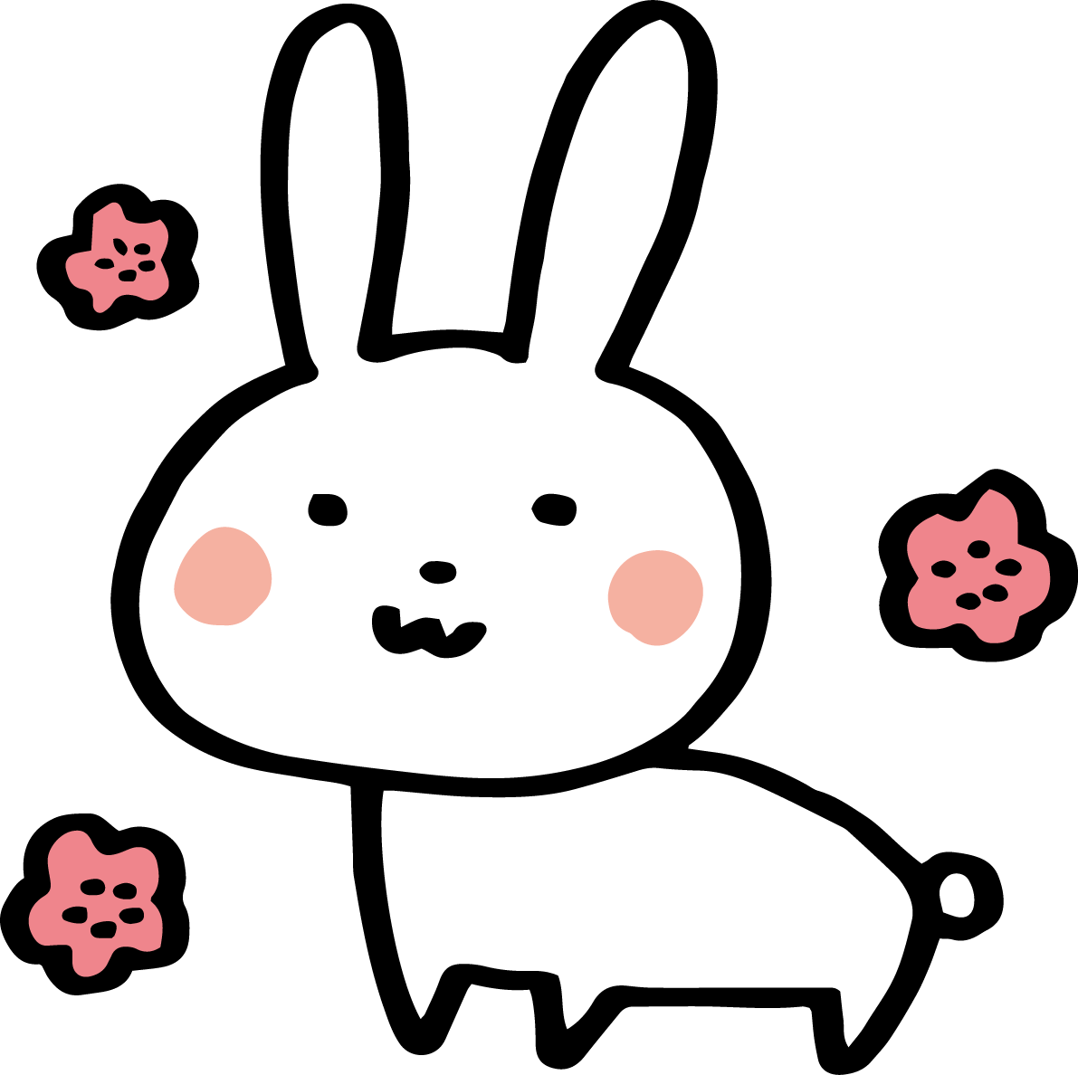 梅の花とうさぎ かわいい2023 卯年イラスト無料 フリー87224に写真・文字を入れる