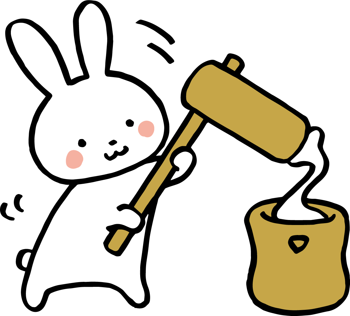 餅つきするうさぎ かわいい2023 卯年イラスト無料 フリー87226に写真・文字を入れる