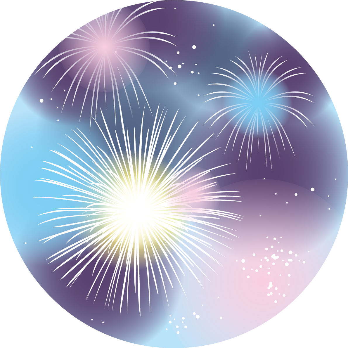 円の中に幻想的な光の打ち上げ花火 綺麗な花火イラスト無料 フリー87241に写真・文字を入れる
