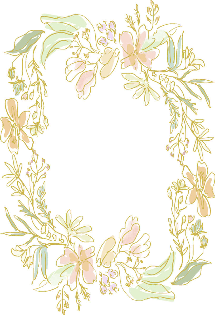 おしゃれペイント花リース ボタニカル(植物)フレーム枠イラスト無料 フリー87254に写真・文字を入れる