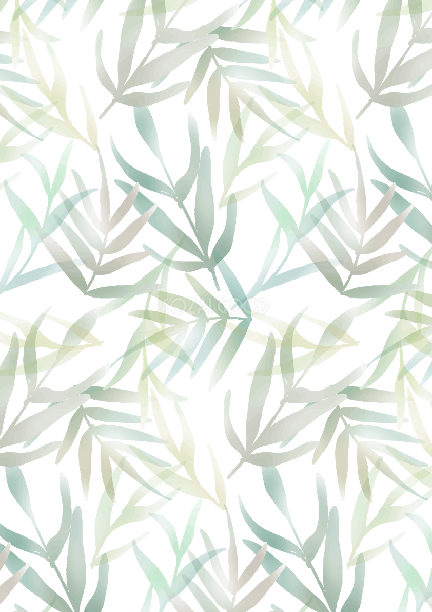 水彩風グラデーション葉っぱボタニカル柄(植物)背景イラスト無料 フリー87266