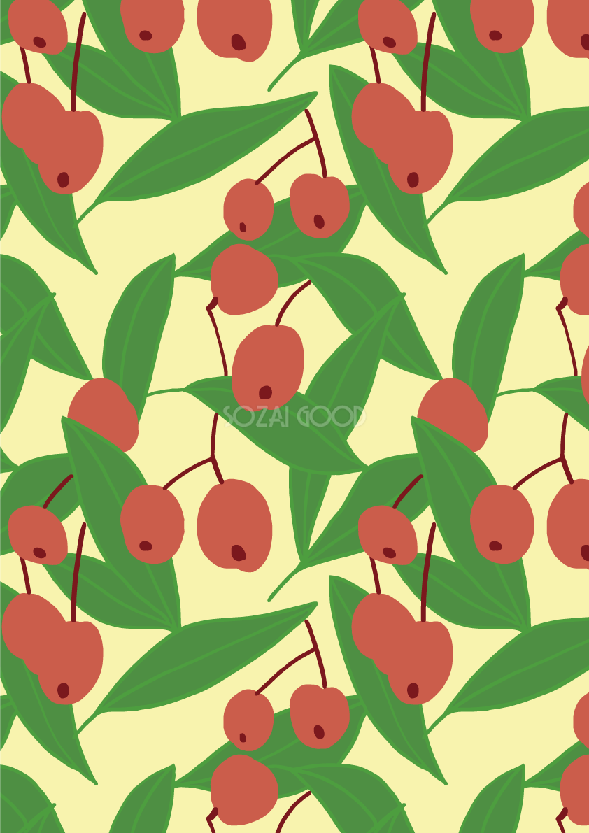 かわいい木の実ボタニカル柄(植物)背景イラスト無料 フリー87279
