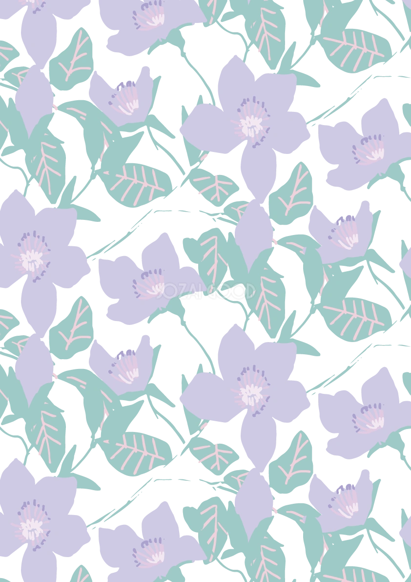 かわいいパステル花ボタニカル柄(植物)背景イラスト無料 フリー87289