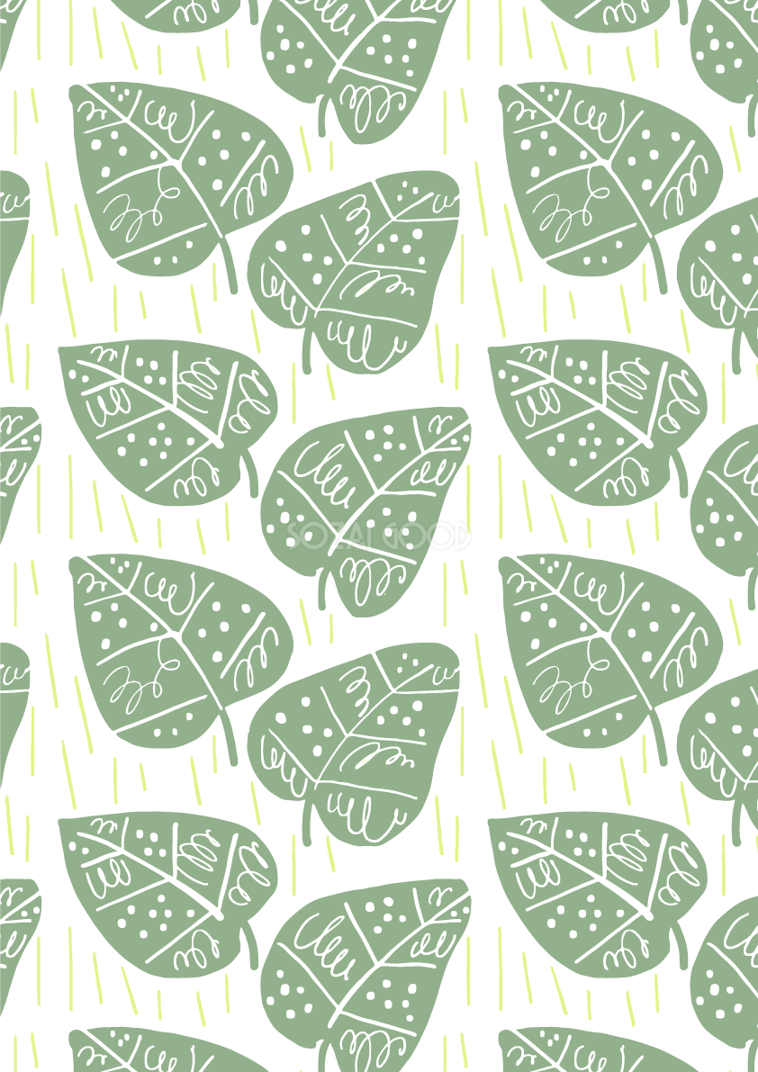 かわいいシンプル葉っぱボタニカル柄(植物)背景イラスト無料 フリー87292