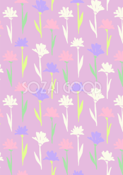 かわいいカラフル花ボタニカル柄(植物)背景イラスト無料 フリー87294