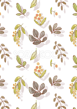おしゃれかわいい木の実と葉っぱボタニカル柄(植物)背景イラスト無料 フリー87302