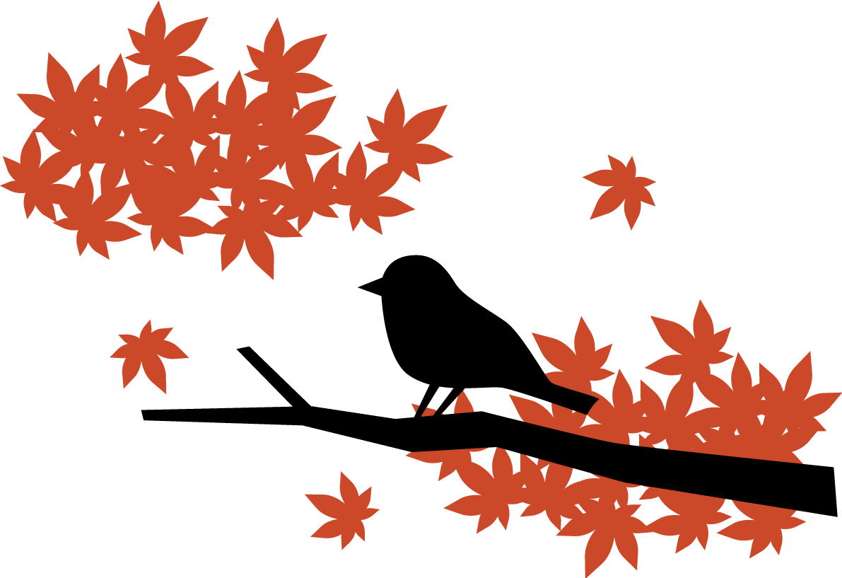 おしゃれな和風の紅葉(もみじ)と鳥 秋イラスト無料 フリー87303に写真・文字を入れる