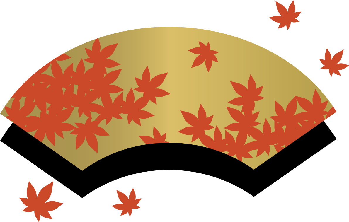 おしゃれな和風の紅葉(もみじ)柄の扇 秋イラスト無料 フリー87305に写真・文字を入れる