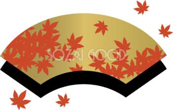 おしゃれな和風の紅葉(もみじ)柄の扇 秋イラスト無料 フリー87305