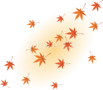 舞う(舞い散る)綺麗(美しい)な紅葉(もみじ)の葉っぱ 秋イラスト無料 フリー87322