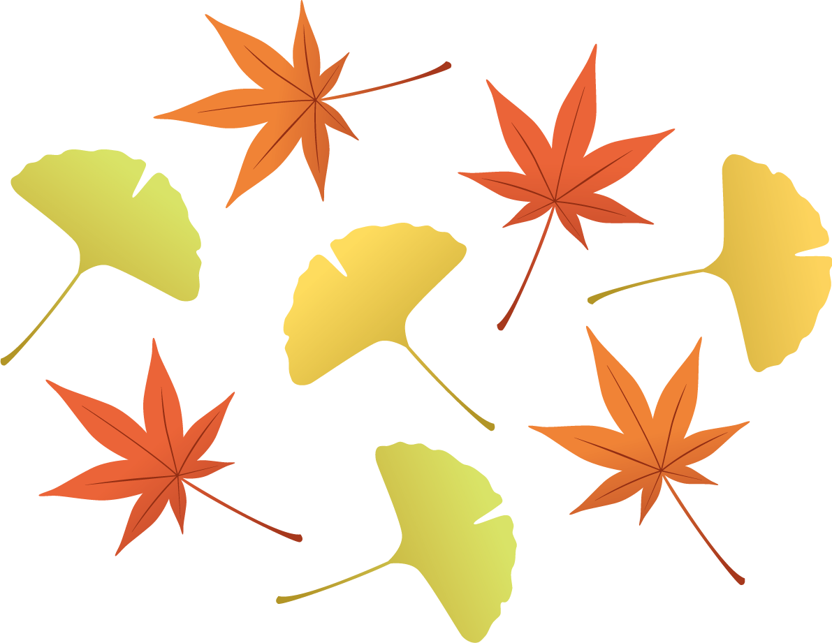 綺麗(美しい)な紅葉(もみじ)といちょう(イチョウ)の葉っぱ 秋イラスト無料 フリー87323に写真・文字を入れる