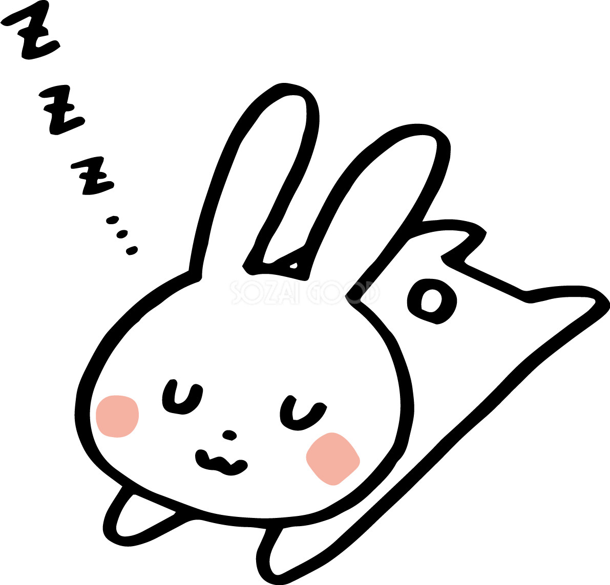 Applause うつ伏せ うさぎ うつ伏せで眠るうさぎ かわいい2023 卯年イラスト無料 フリー87330