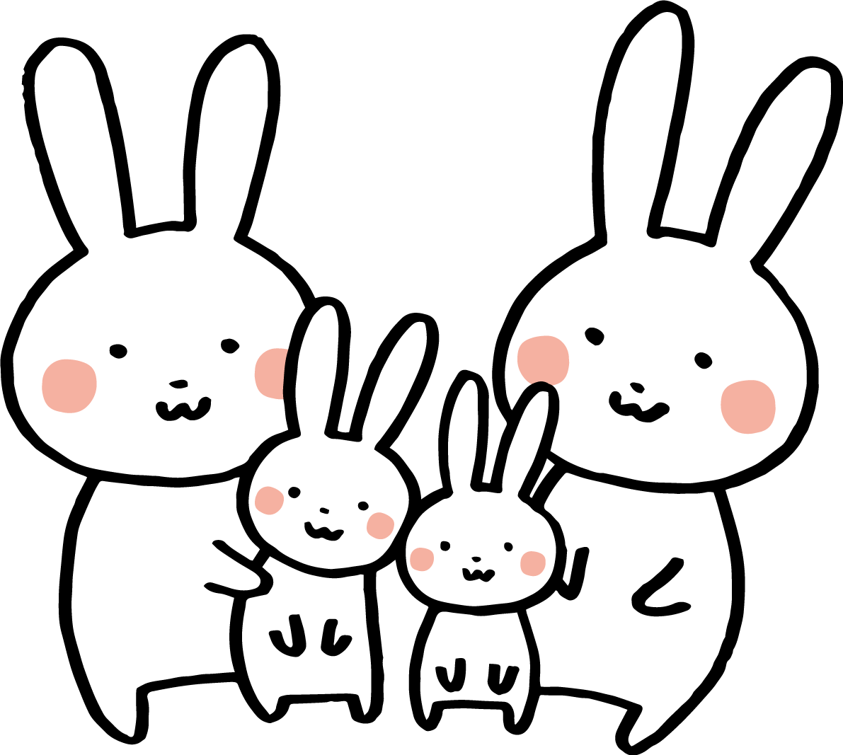 家族のうさぎ かわいい2023 卯年イラスト無料 フリー87340に写真・文字を入れる