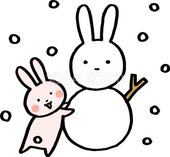 雪だるまを作るうさぎ かわいい2023 卯年イラスト無料 フリー87346