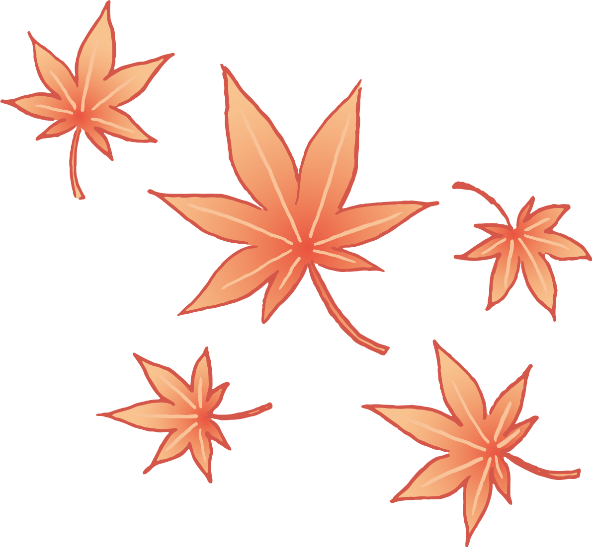 おしゃれなペン描き風の舞う( 舞い散る)紅葉(もみじ) 秋イラスト無料 フリー87356に写真・文字を入れる