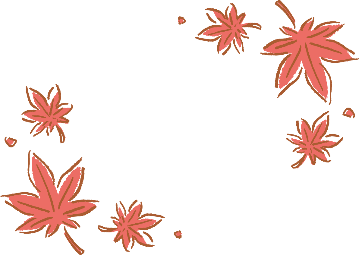 おしゃれなラフなタッチの紅葉(もみじ)の角フレーム枠 秋イラスト無料 フリー87359に写真・文字を入れる