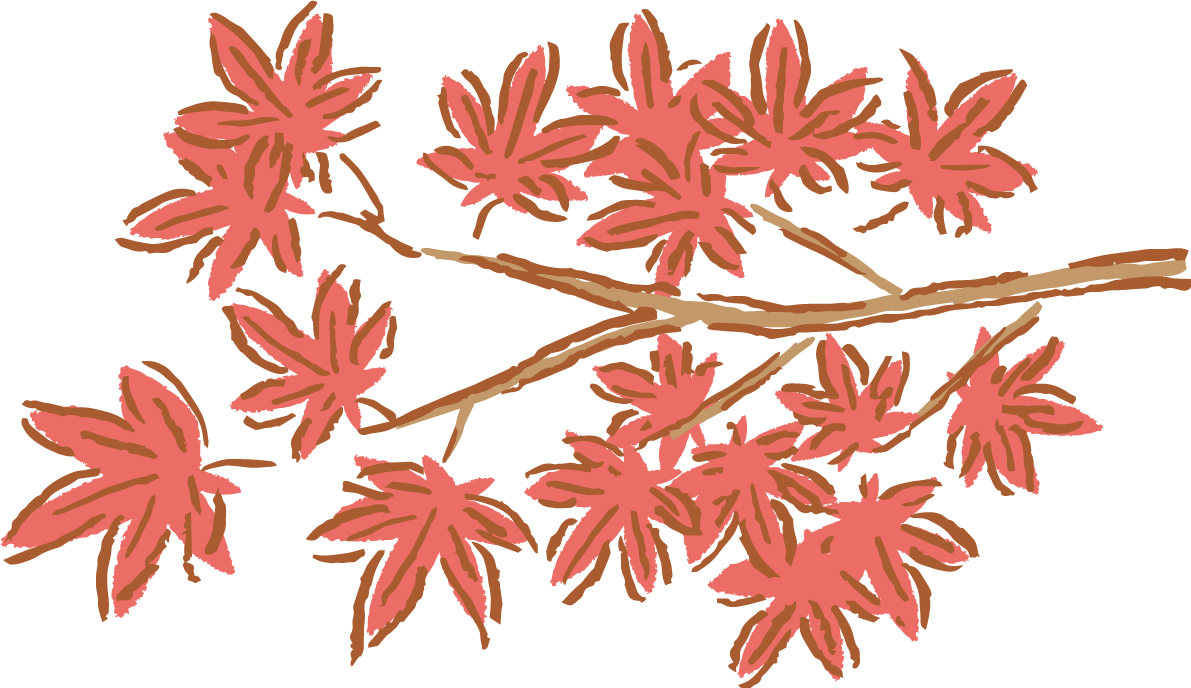おしゃれなラフなタッチの紅葉(もみじ)の枝 秋イラスト無料 フリー87360に写真・文字を入れる