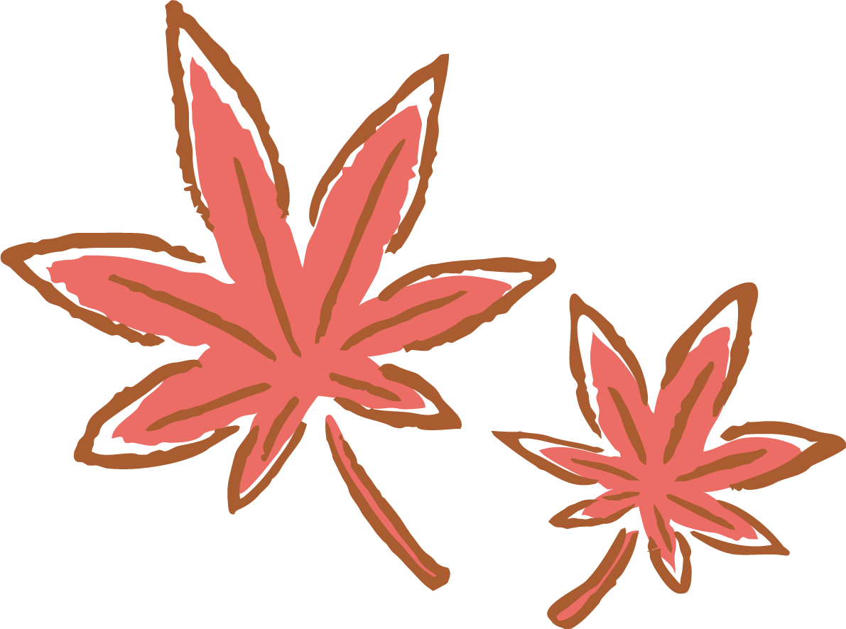 おしゃれなラフなタッチの紅葉(もみじ)の葉っぱ 秋イラスト無料 フリー87361に写真・文字を入れる