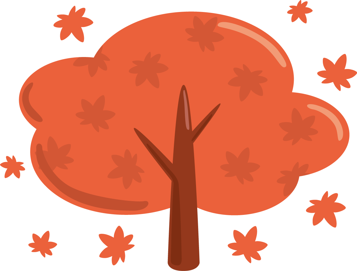 かわいいぷっくりした紅葉(もみじ)の木 秋イラスト無料 フリー87362に写真・文字を入れる