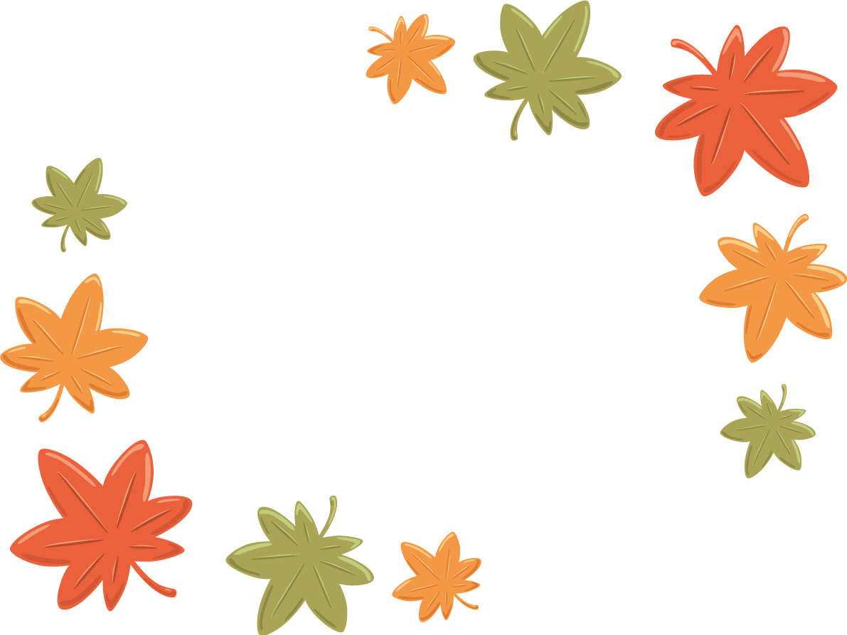 かわいいぷっくりした紅葉(もみじ)の葉っぱの角フレーム枠 秋イラスト無料 フリー87365に写真・文字を入れる