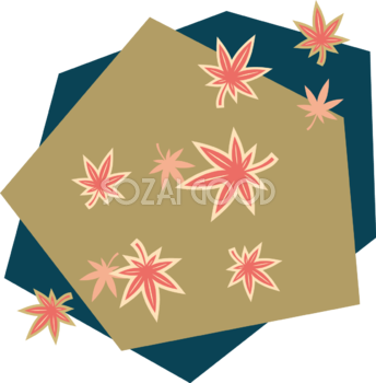 重なる多角形の上に舞う( 舞い散る)紅葉(もみじ)秋イラスト無料 フリー87373