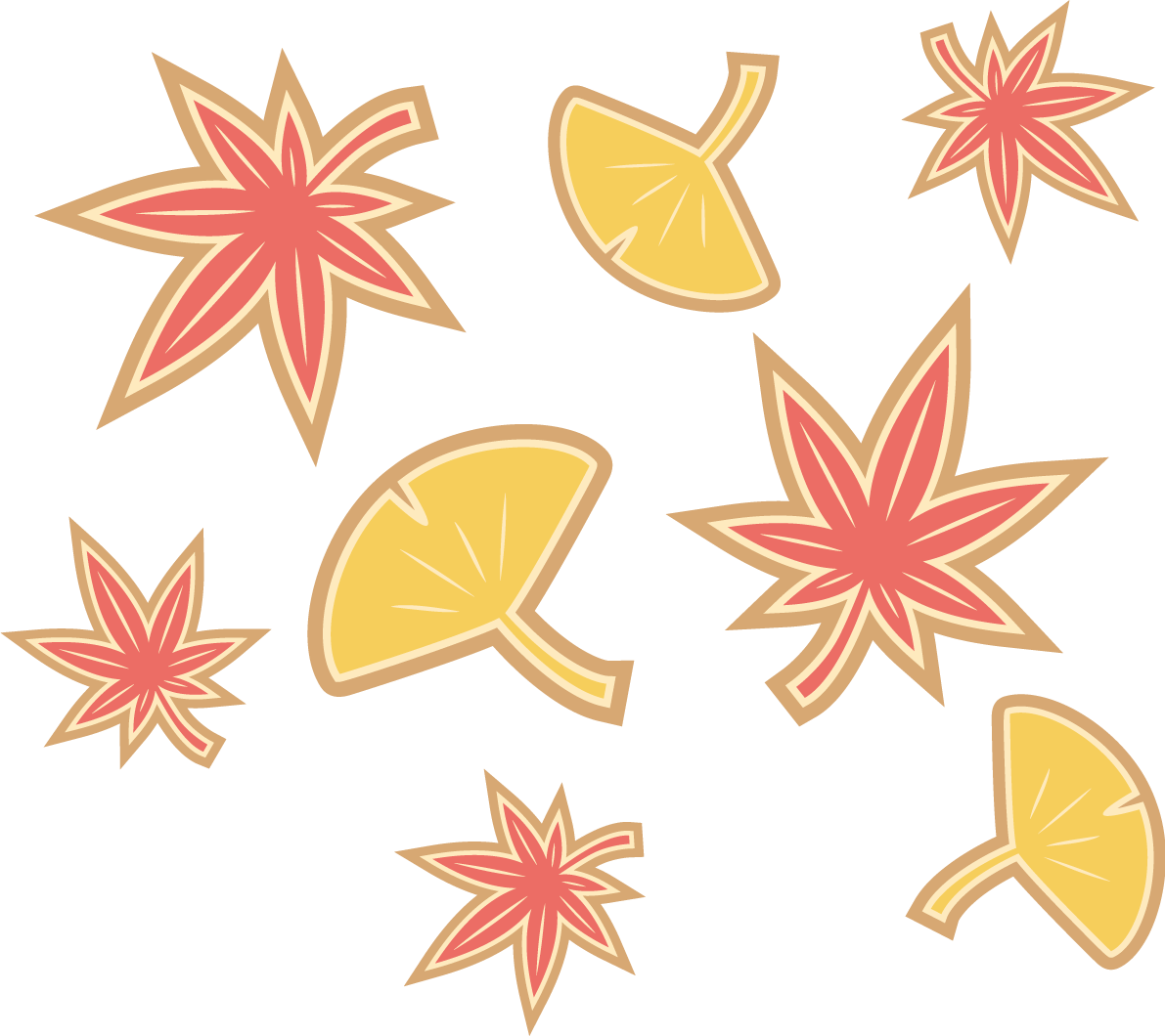 紅葉(もみじ)といちょう(イチョウ) 秋イラスト無料 フリー87375に写真・文字を入れる