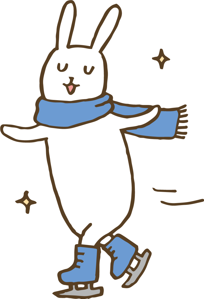 スケートするうさぎ かわいい2023 卯年イラスト無料 フリー87386に写真・文字を入れる