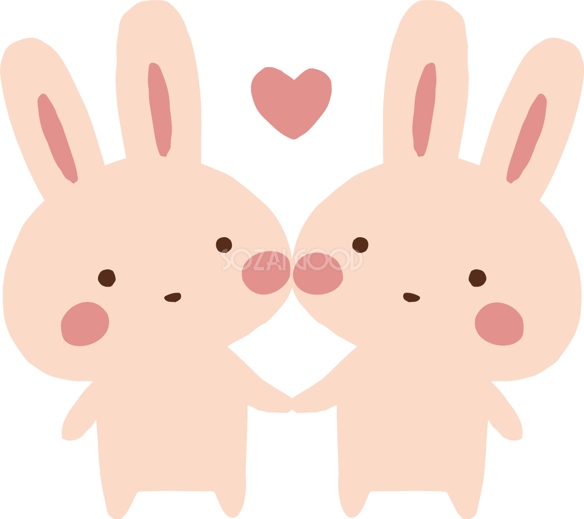 手を繋ぐ2羽のうさぎ かわいい2023 卯年イラスト無料 フリー87396