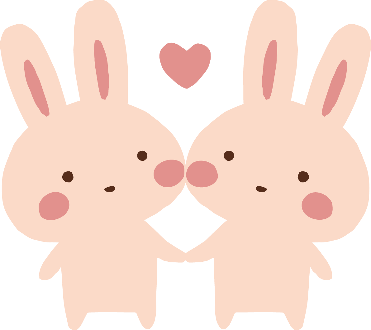 手を繋ぐ2羽のうさぎ かわいい2023 卯年イラスト無料 フリー87396に写真・文字を入れる