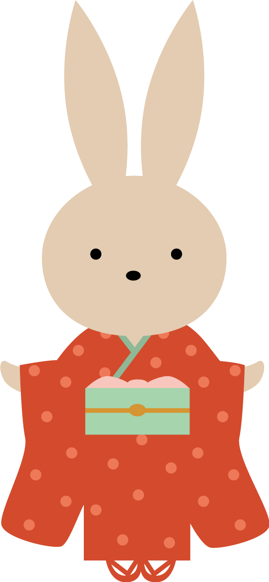 振袖を着たうさぎ かわいい2023 卯年イラスト無料 フリー87399に写真・文字を入れる