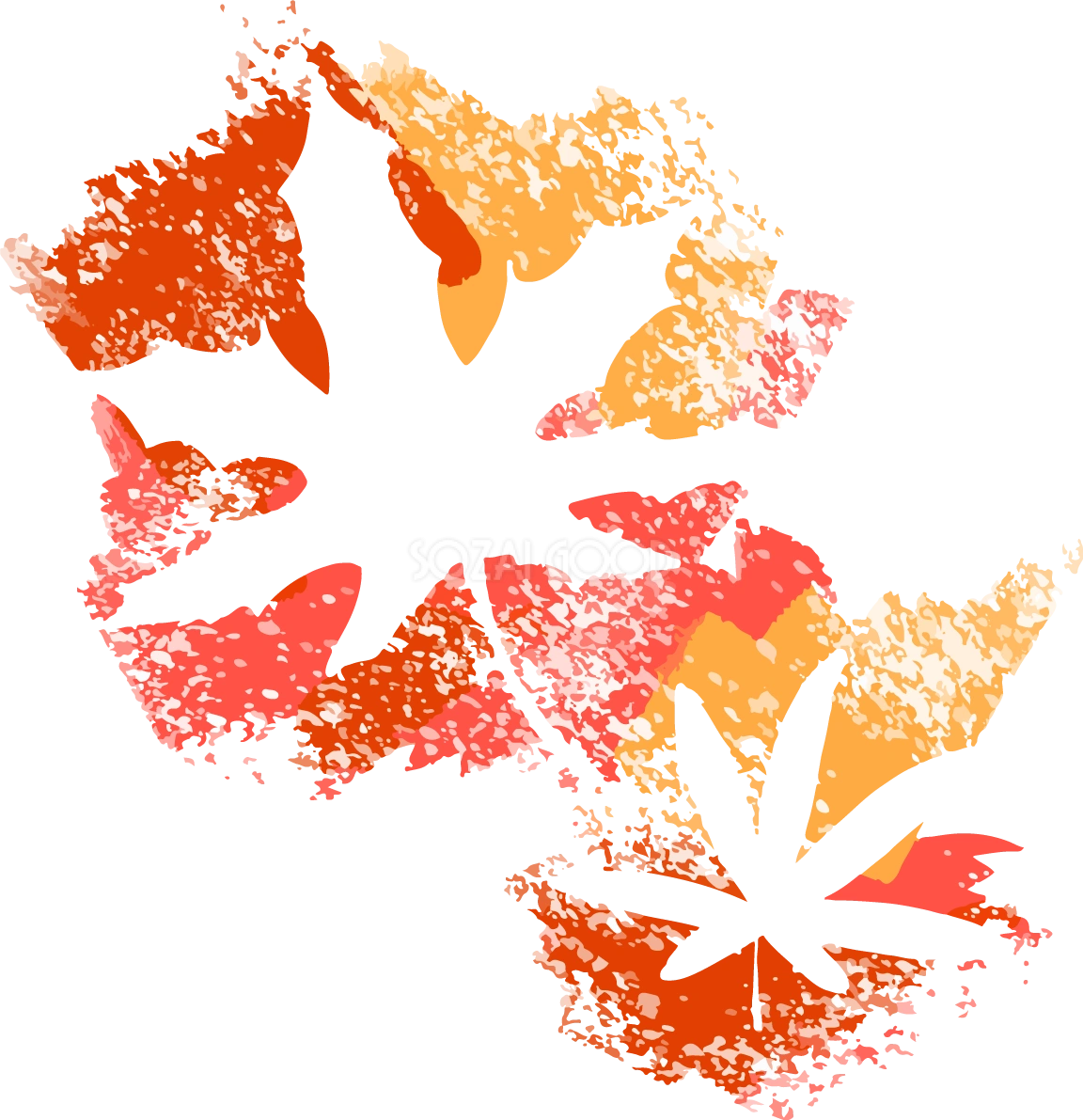 おしゃれな紅葉(もみじ)のペイントシルエット 秋イラスト無料 フリー87406
