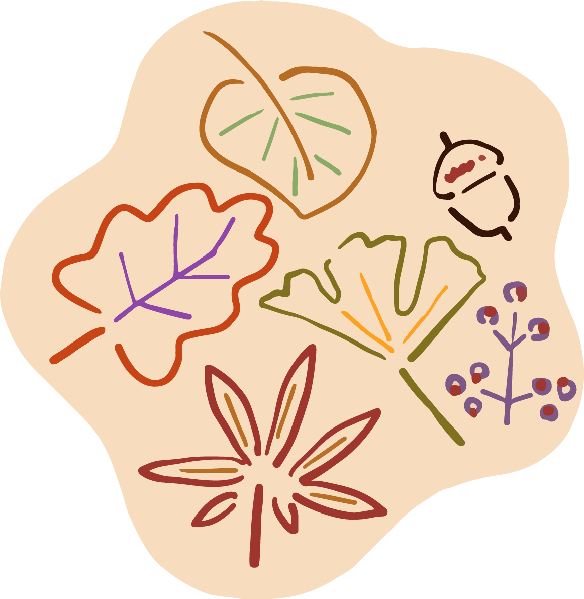 かわいい秋の葉っぱやどんぐり 紅葉(もみじ)秋イラスト無料 フリー87419に写真・文字を入れる