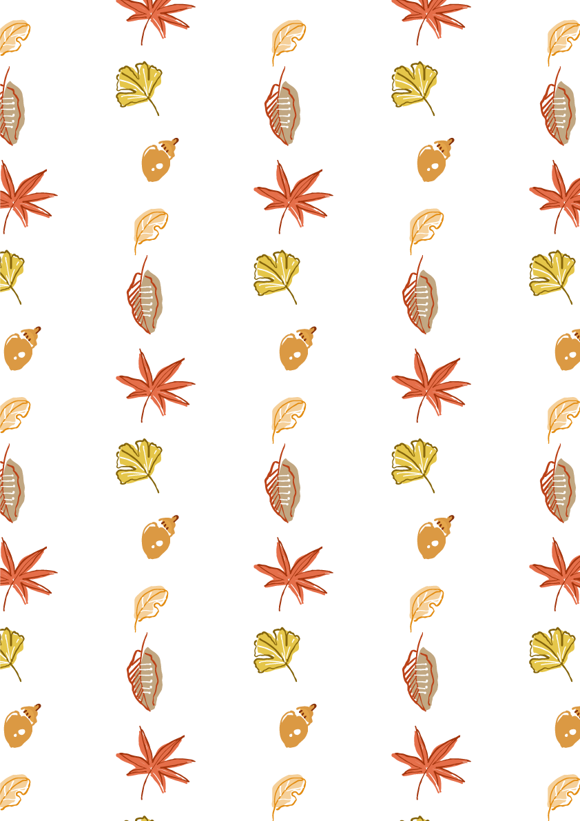 背景かわいい秋 落ち葉 どんぐり イチョウ 紅葉(もみじ)秋イラスト無料 フリー87442に写真・文字を入れる