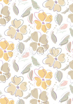 おしゃれかわいい縦長方形ゆる花ボタニカル風(植物)背景イラスト無料 フリー87454