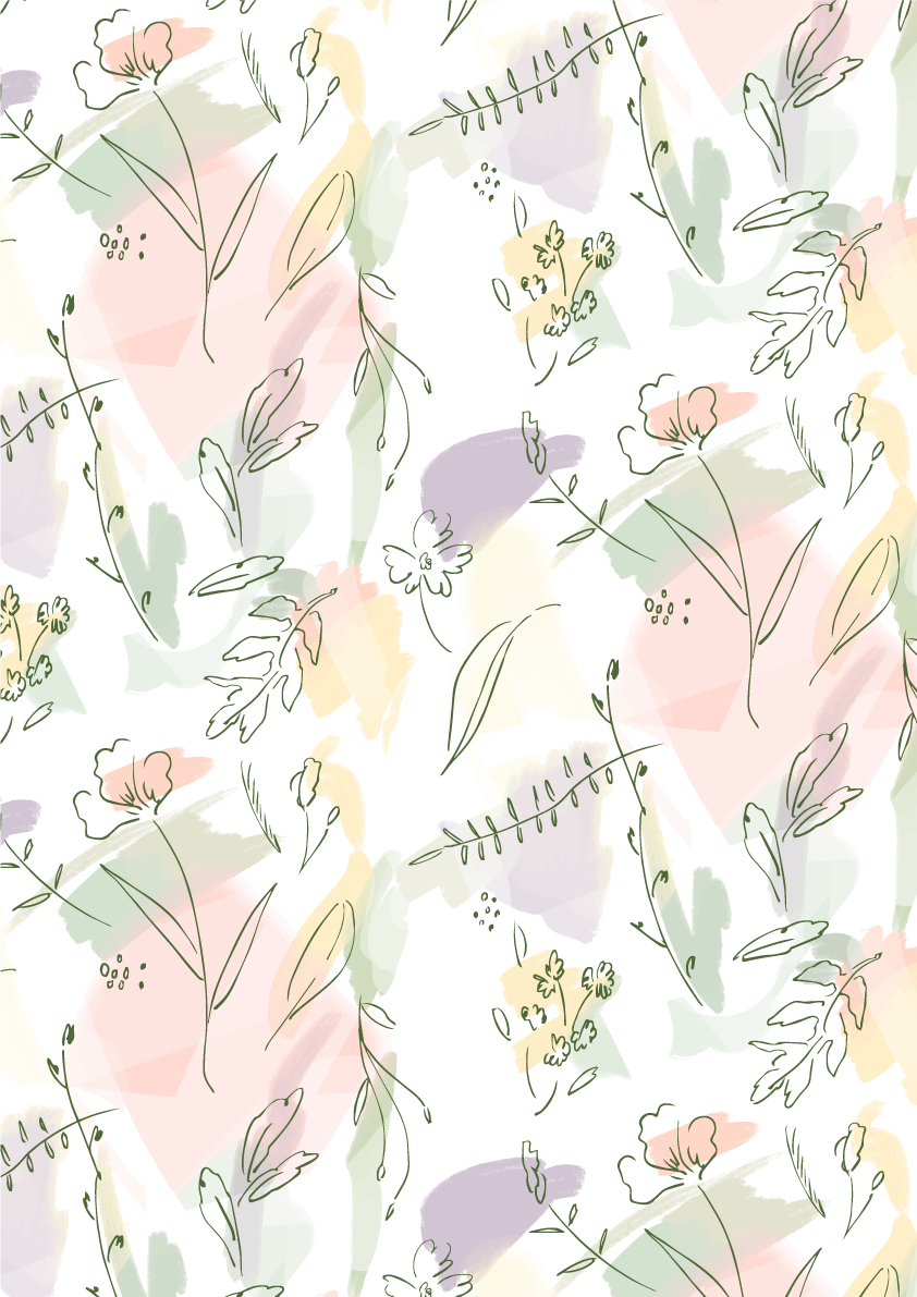かわいいおしゃれ縦長方形パステル線画花柄ボタニカル風(植物)背景イラスト無料 フリー87465に写真・文字を入れる