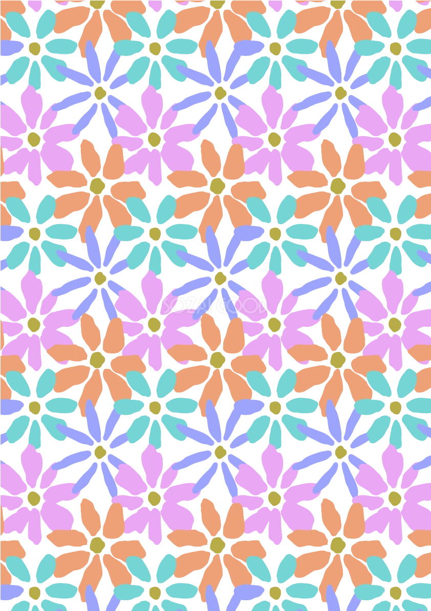 カラフル縦長方形花ボタニカル風(植物)背景イラスト無料 フリー87468