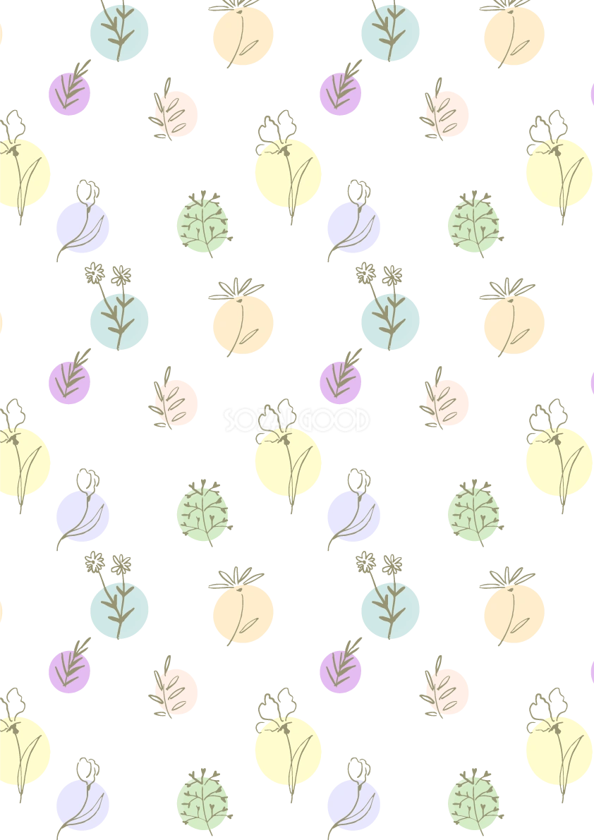 かわいい縦長方形パステルドット小花ボタニカル風(植物)背景イラスト無料 フリー87472