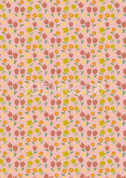 かわいい小花柄 縦長方形ボタニカル風(植物)背景イラスト無料 フリー87476