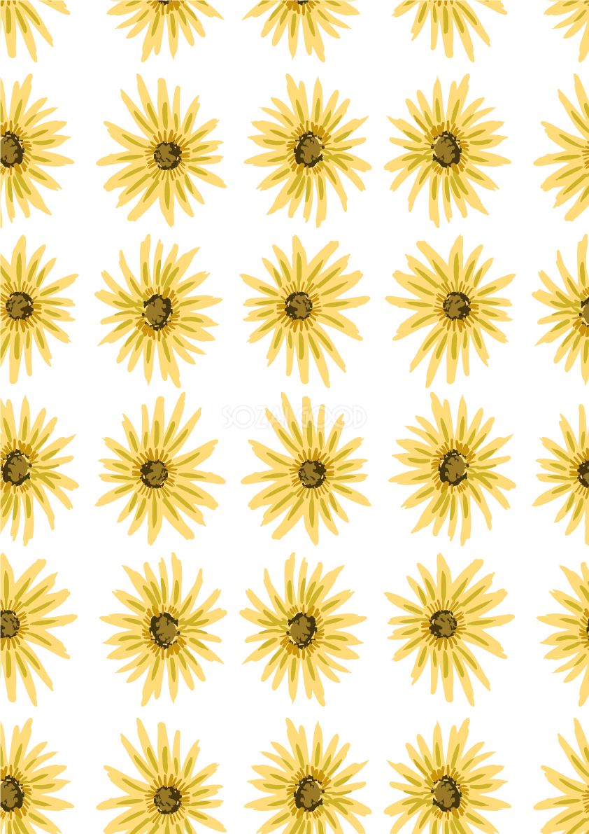 黄色い花ボタニカル風(植物)縦長方形背景イラスト無料 フリー87482