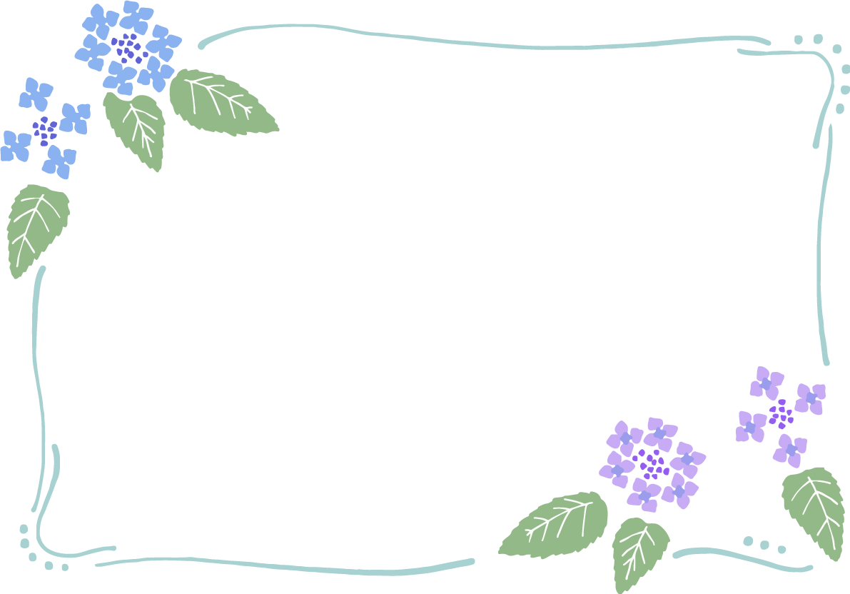 かわいいガクアジサイ ボタニカル風(植物)フレーム枠イラスト無料 フリー87494に写真・文字を入れる