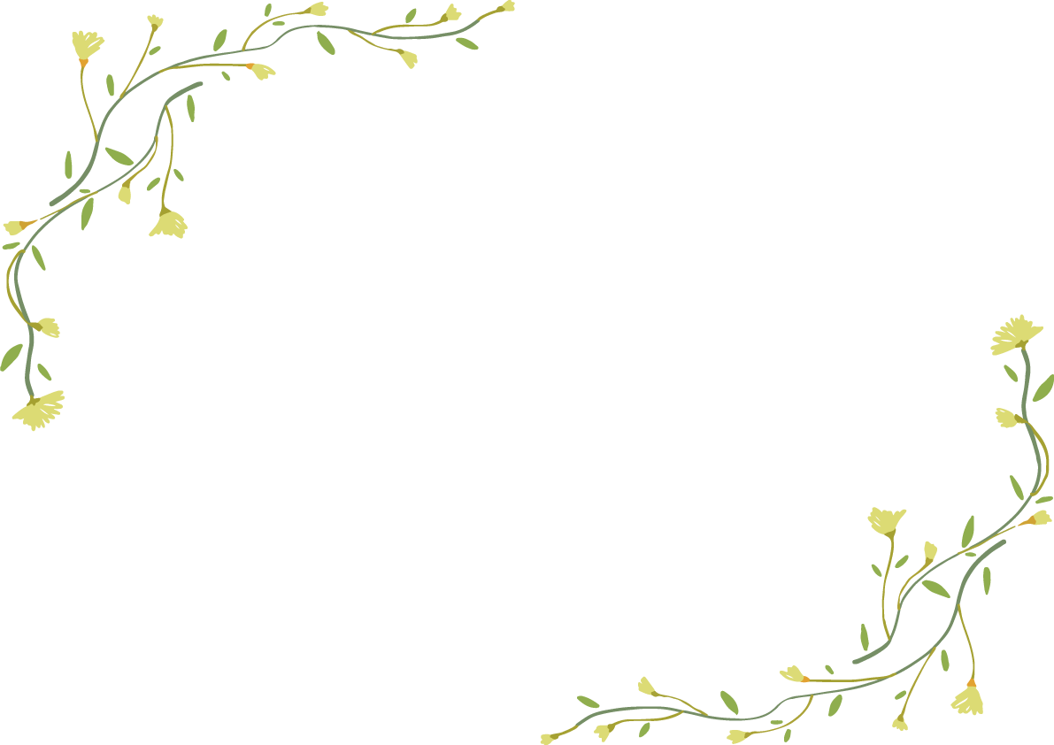 かわいい黄色のお花ボタニカル(植物)角フレーム枠イラスト無料 フリー87506に写真・文字を入れる