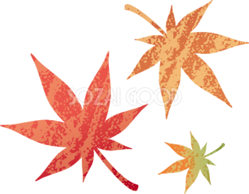 ざらっとした質感の紅葉(もみじ)の葉っぱ 秋イラスト無料 フリー87607