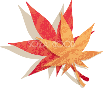 ざらっとした質感の重なる紅葉(もみじ)の葉っぱ 秋イラスト無料 フリー87608